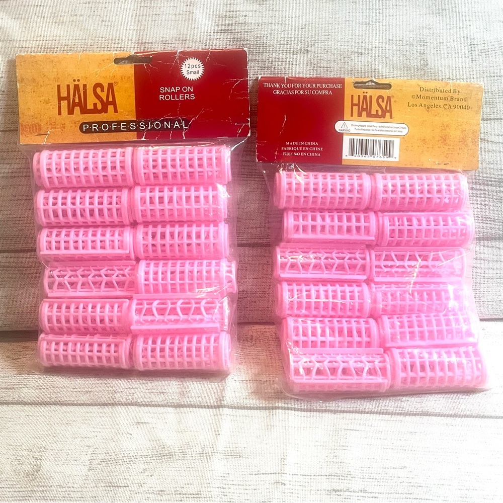 Halsa Professional pink snap on rollers 12 per pack. Small. .